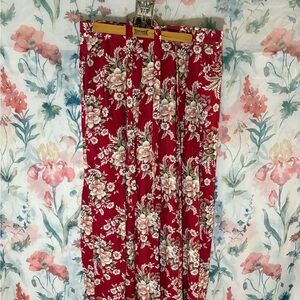 Vintage Chic Floral Midi Skirt in Red